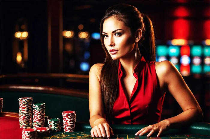 Tampilan dealer dan meja permainan kasino live