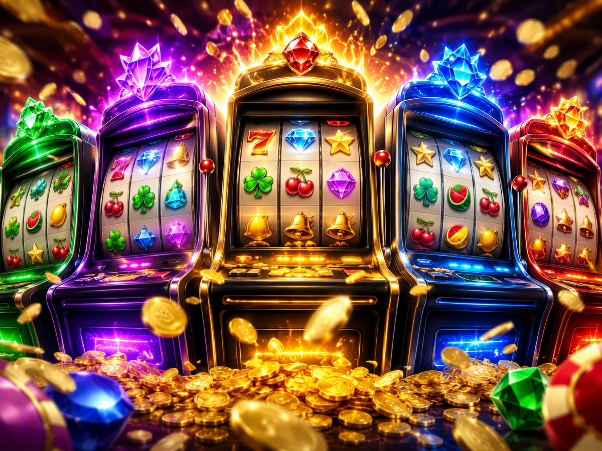 Tampilan permainan slot dengan gulungan reel digital